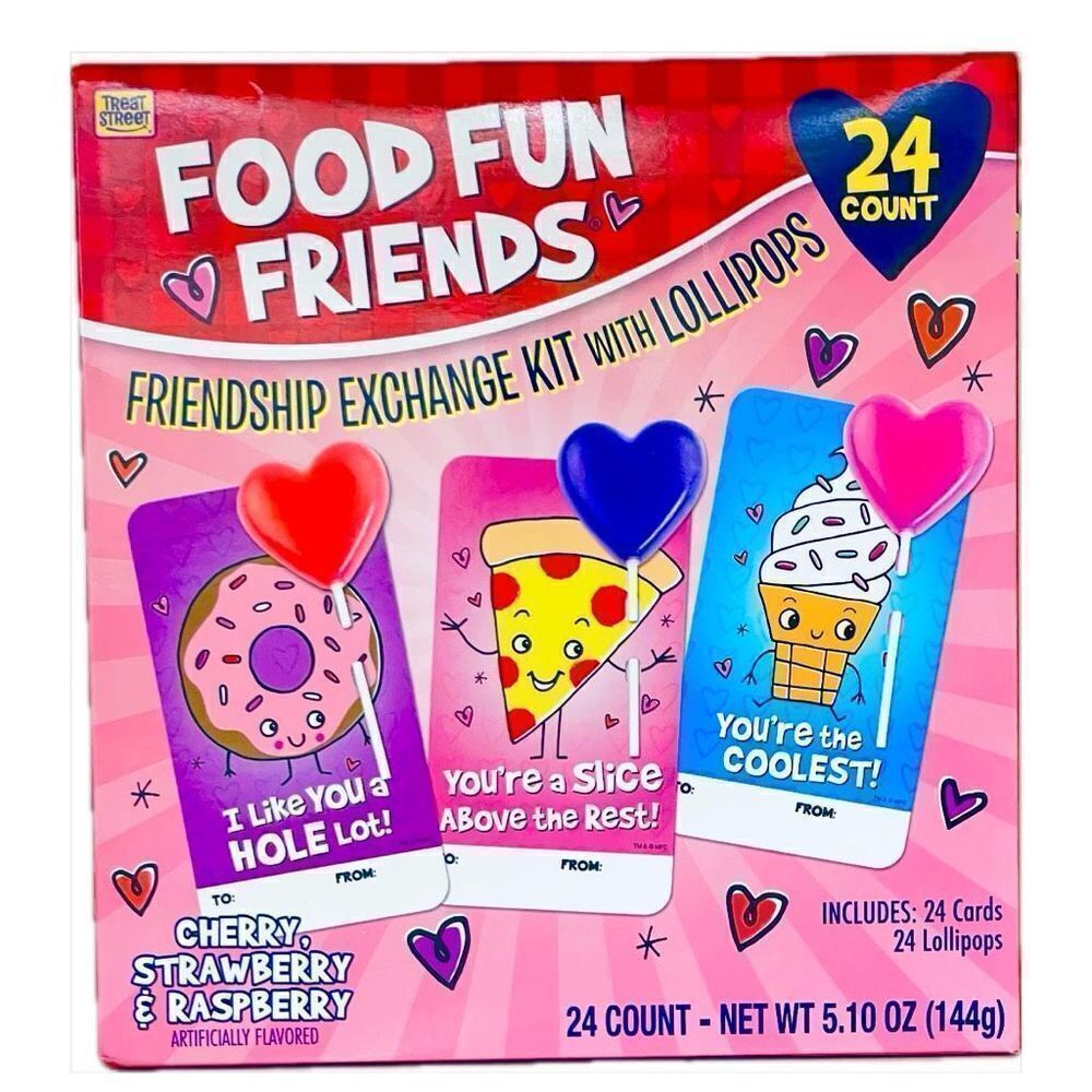 Treat Street Food Fun Friends 24 Pack Fruit F Lollipops Friendship Exchange Kit